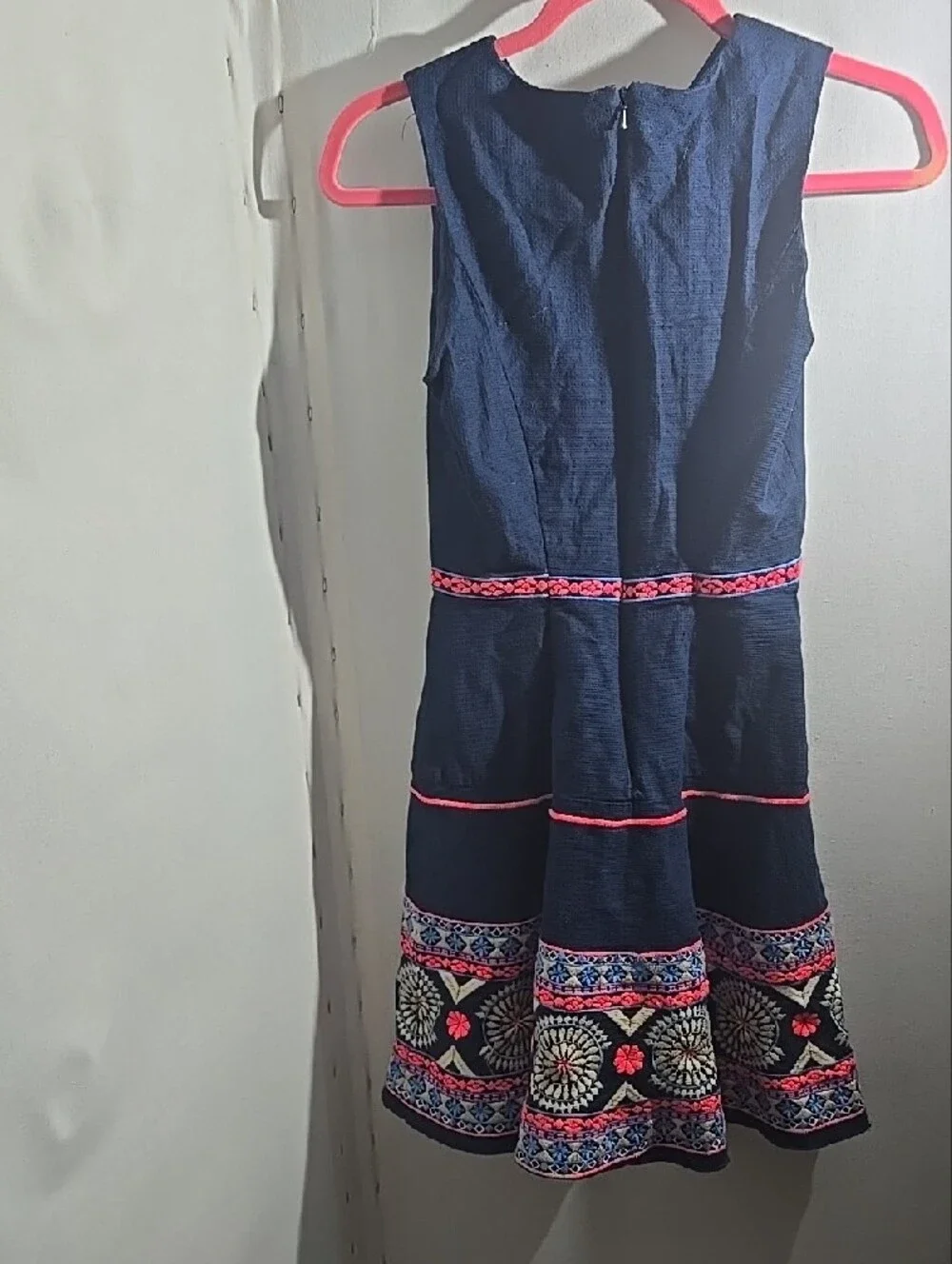 Anthropologie, Shoshanna Navy Dress with  Embroidery